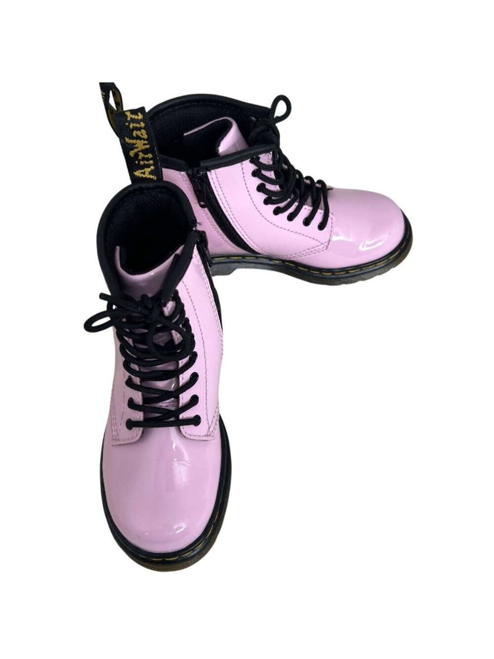 Dr. Martens Pink Patent Leather Boots With Zipper & Laces Size 10 Toddler Girls